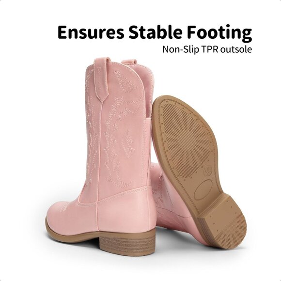 Kids Dark Pink Toddler Little Cowboy Western Square Toe Riding Calf Boots - Picture 6 of 6